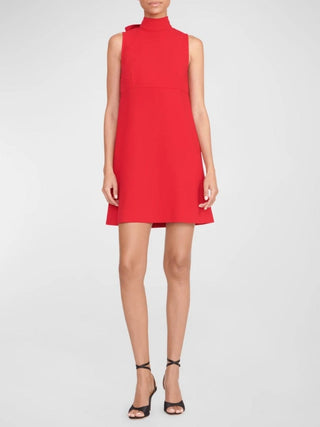 Quant Back Tie-Bow Sleeveless Mini Shift Dress In Ruby
