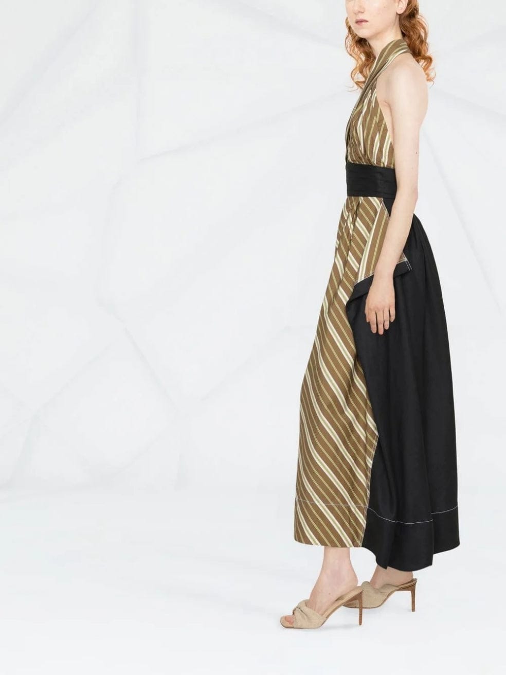 Halterneck Striped Dress