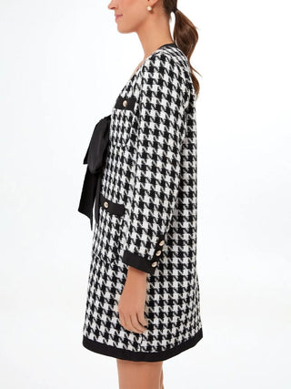 Coco Tweed Bow Dress In Black and White