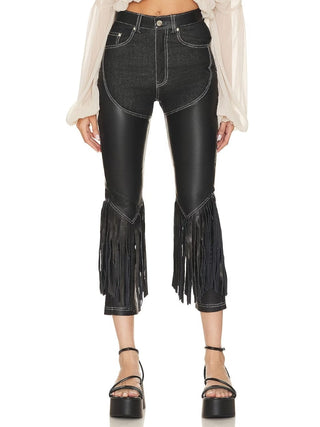 Understated Leather Cowboy Chaps Jeans Black