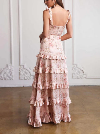 The Lisianthus Dress in Peach Tapestry