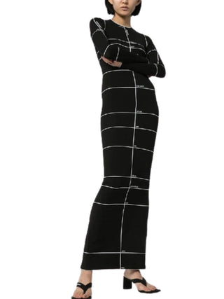 Stretch Jacquard Maxi Dress in Black