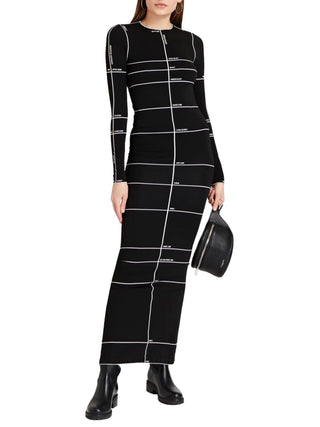 Stretch Jacquard Maxi Dress in Black