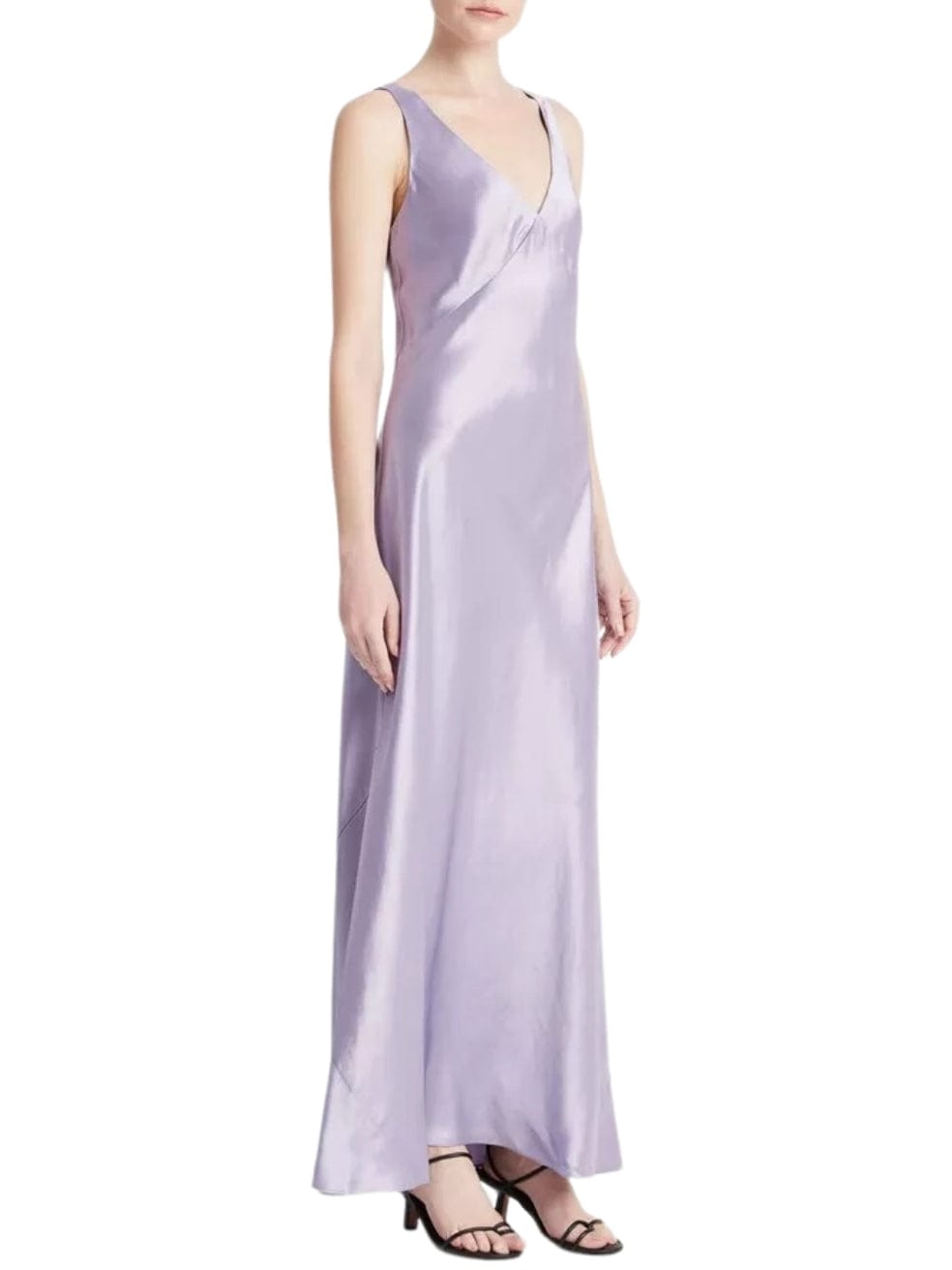 Vince Satin V-neck Bias Maxi Dress