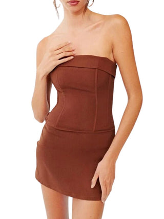 With Jean Chloe Corset Dress - Brown