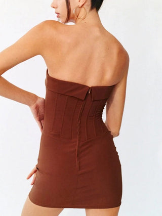 With Jean Chloe Corset Dress - Brown