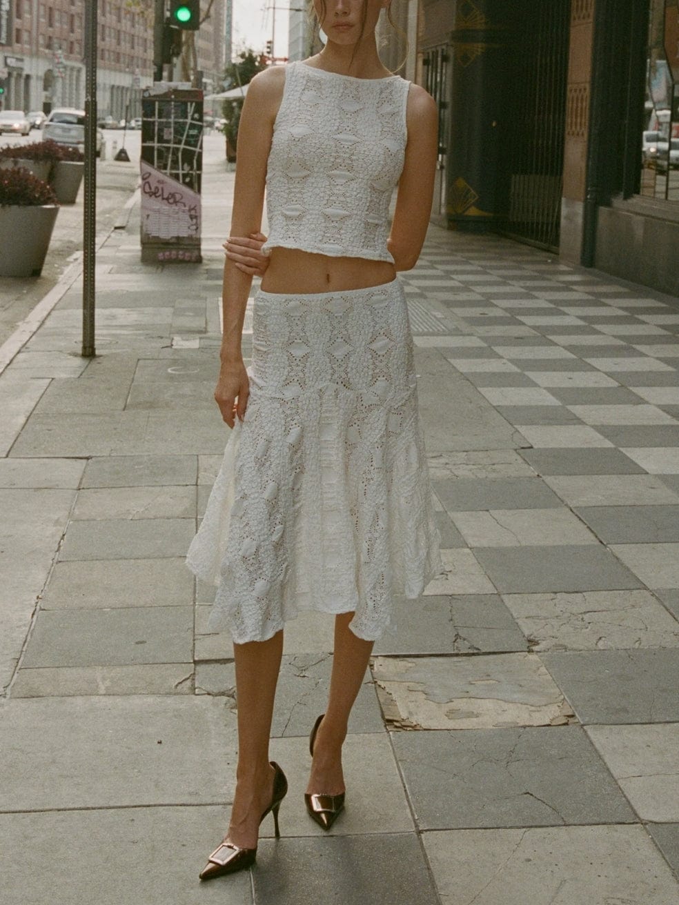 Maeve Tank and Midi Skirt set in White