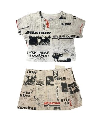 Safety Pin Skirt and Newspaper Tee Set