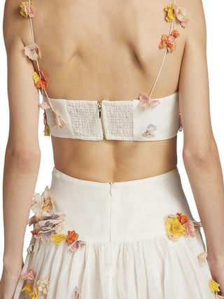 Postcard 2-Piece Organza Midi Set with 3D Floral Appliqués