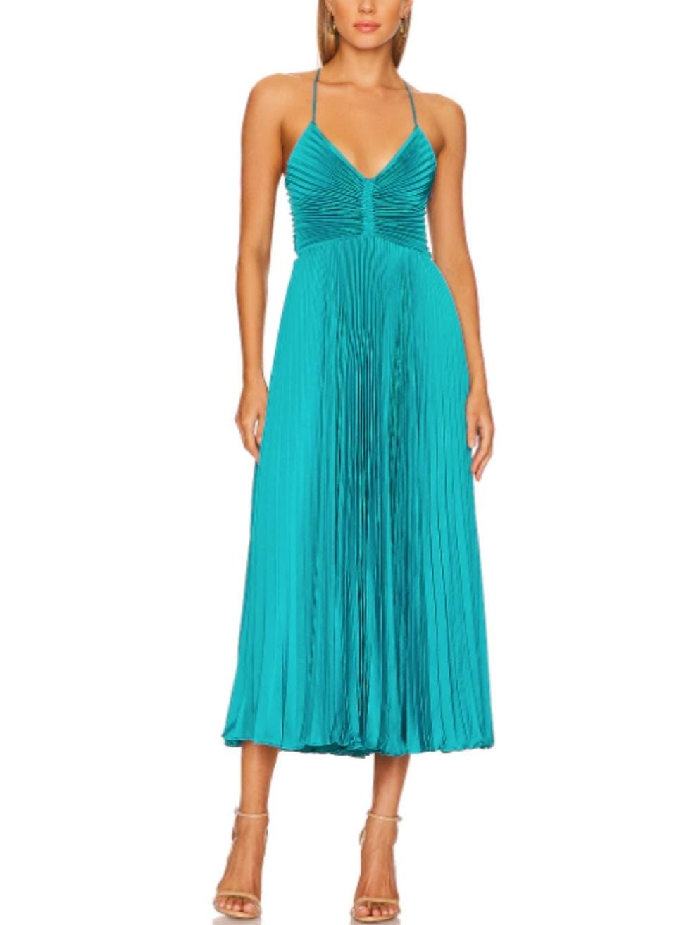 Buy Michael Kors Pleated Georgette Midi Dress | Spring Green Color Women |  AJIO LUXE