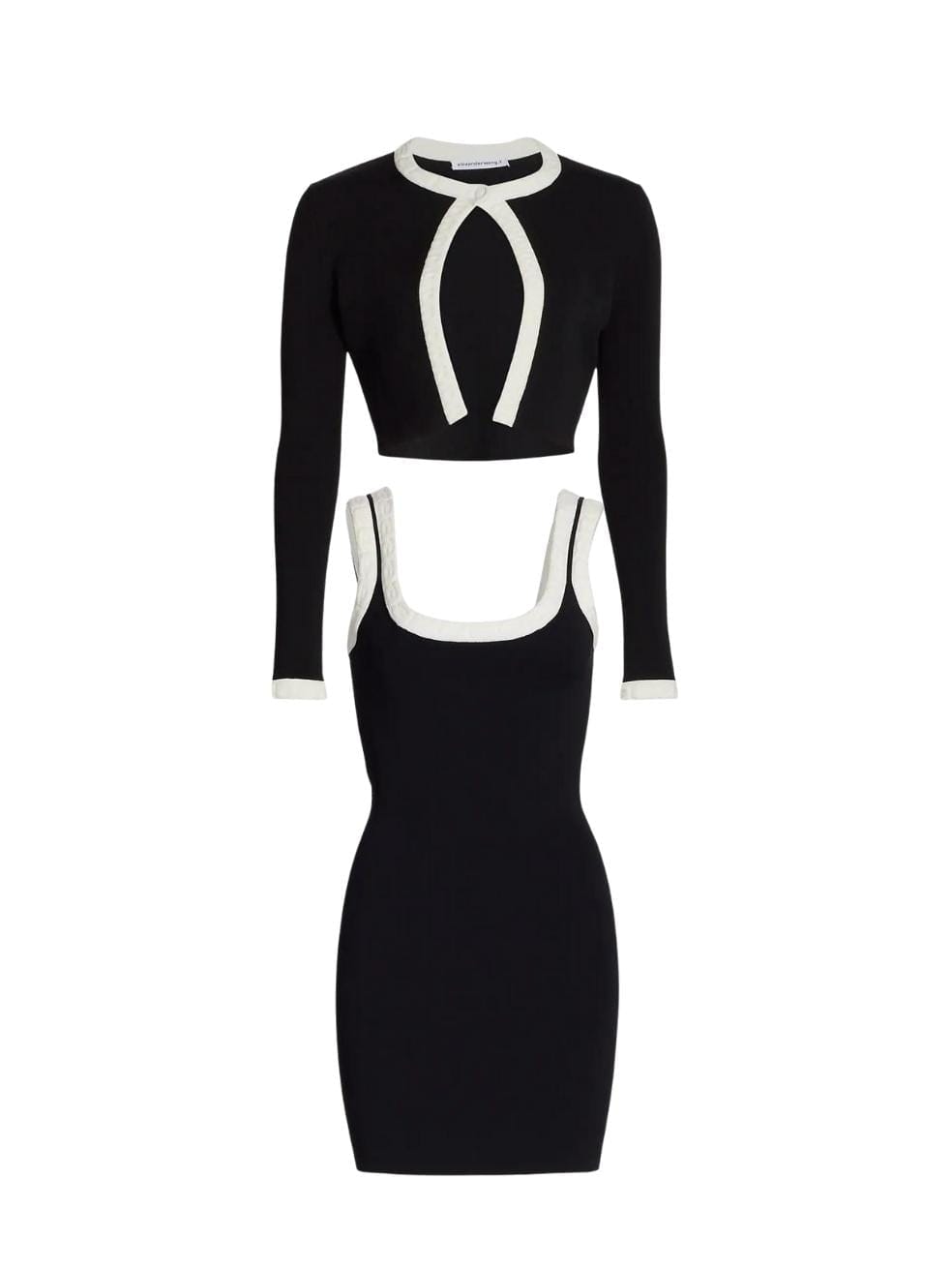 Jacquard Logo Trim Body-Con Dress and Cardigan