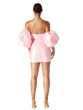 Puff Sleeve Mini Dress in Pink
