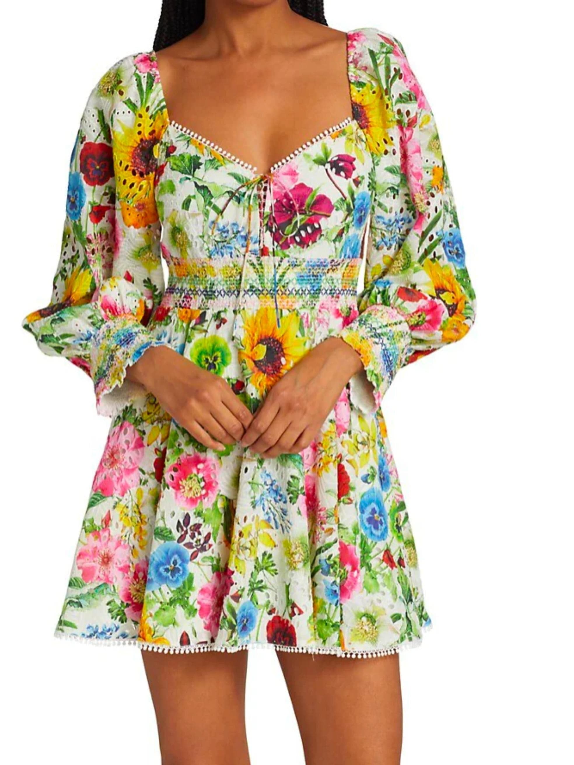 Crawford Smocked Mini Dress in Multi