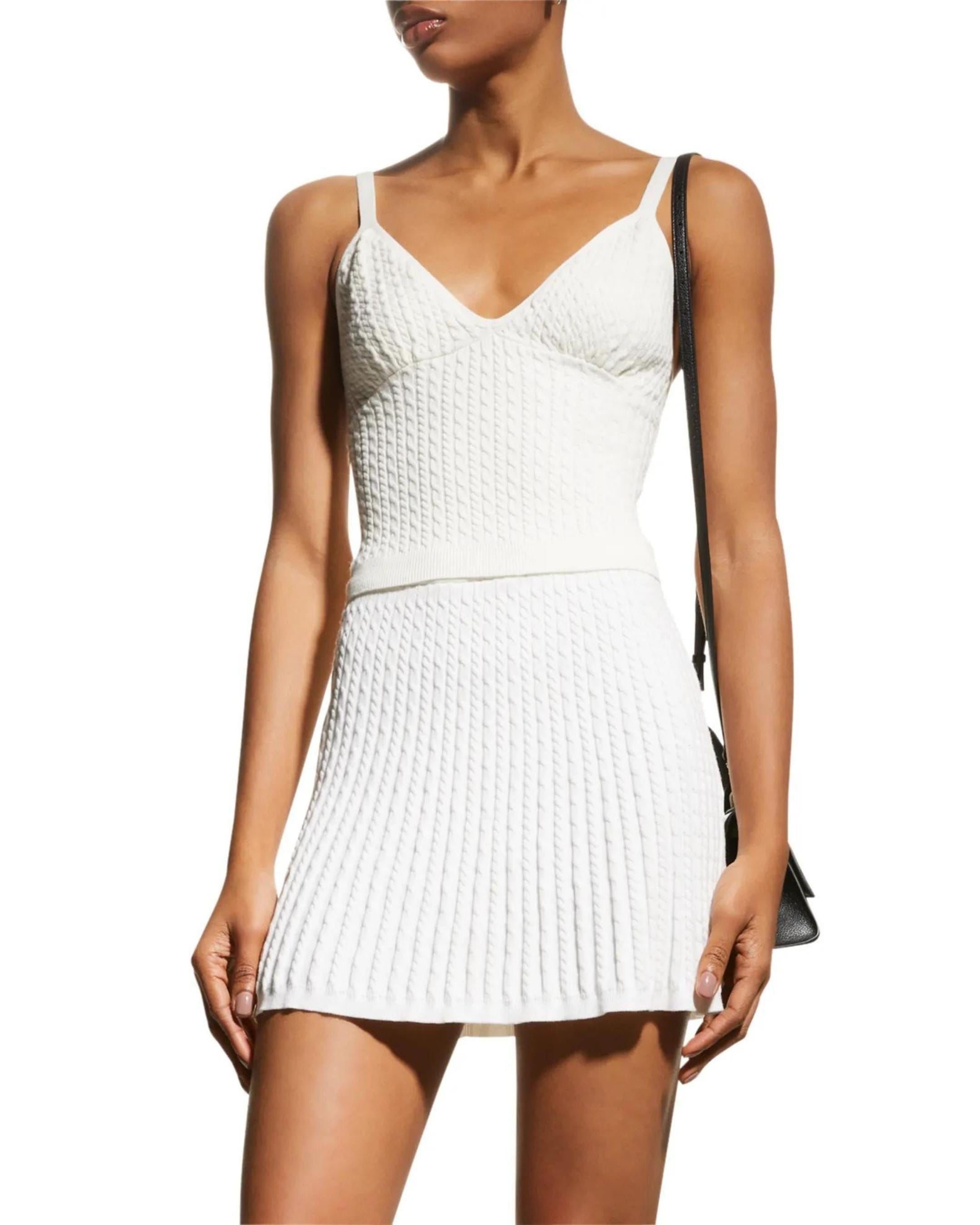 Kenna Cable Knit Tank Top & Baker Cable Knit Skirt in White