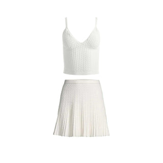 Kenna Cable Knit Tank Top & Baker Cable Knit Skirt in White