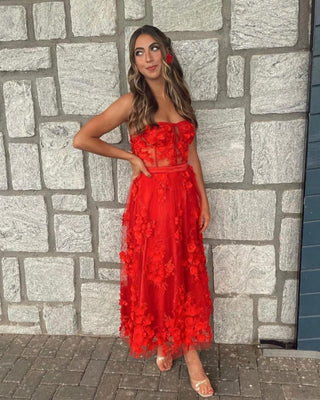 Dakota Midi Dress in Red
