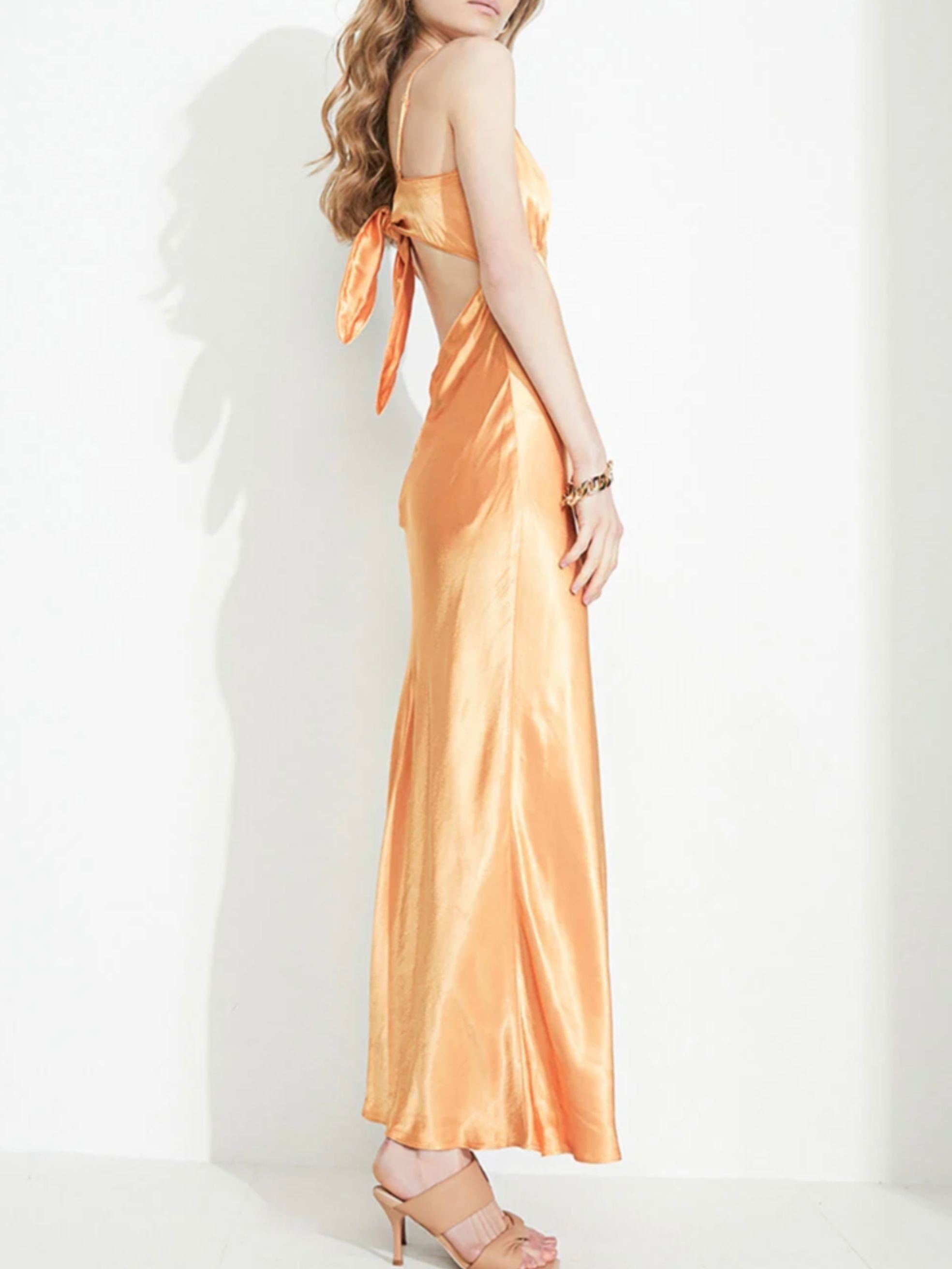 Malinda Slip Dress in Tangerine