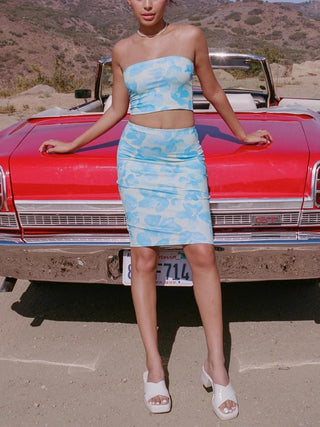 Jenna Top & Willa Skirt Secret Garden Set in Blue