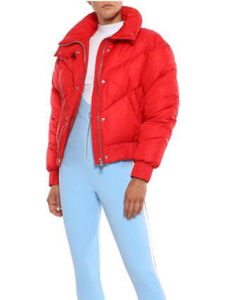 The Snowbird Quilted Down Ski Jacket in Red