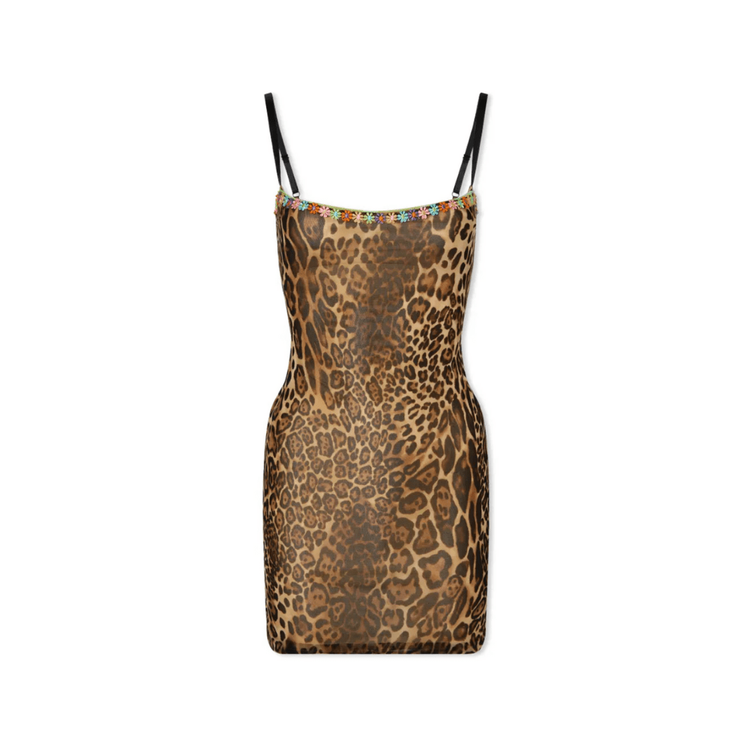 Leopard Mesh Mini Dress – Bipty
