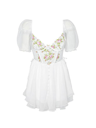 Trellis Rose Dress in White