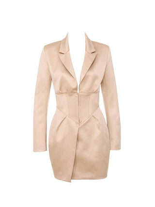 ALLONIA SATIN TUX CORSET DRESS