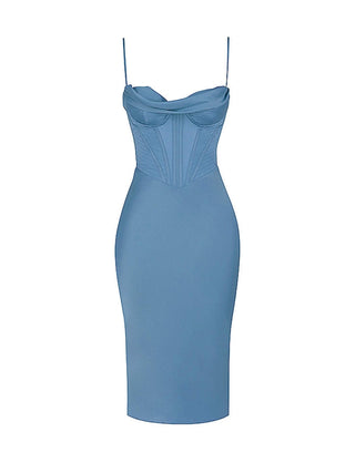 Myrna Blue Corset Midi Dress