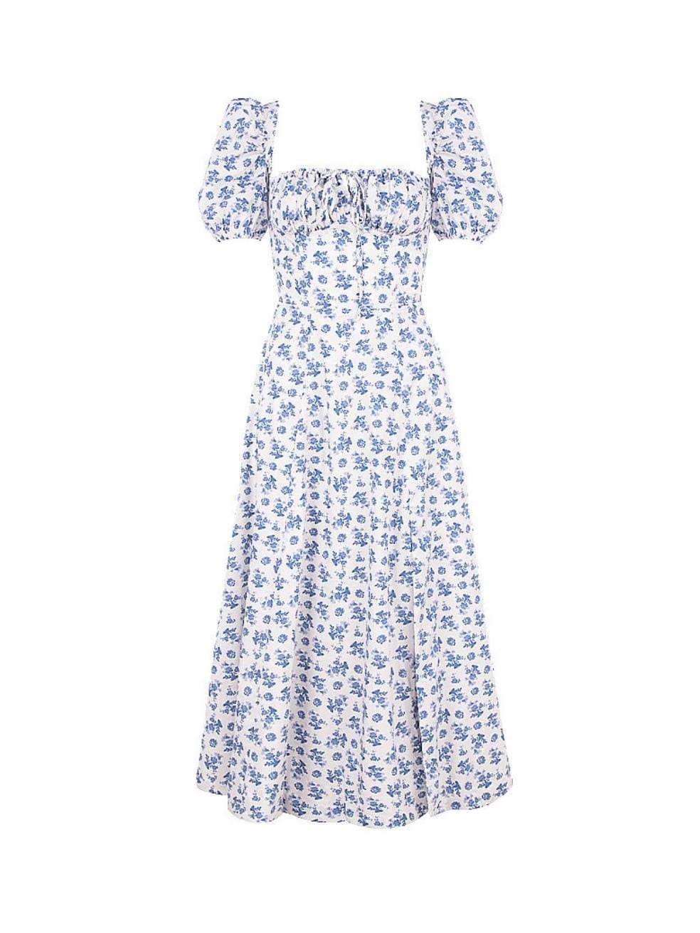 Tallulah Dress in Blue White Floral