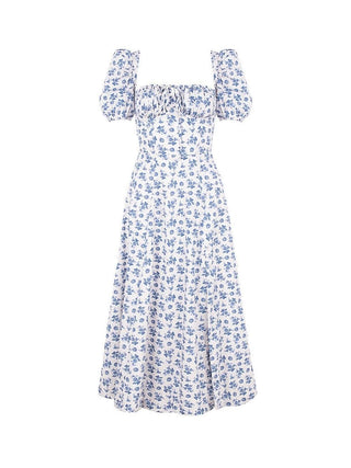 Tallulah Dress in Blue White Floral