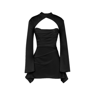 Toira Draped Corset Dress in Black