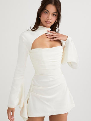 Toira Draped Corset Dress in White