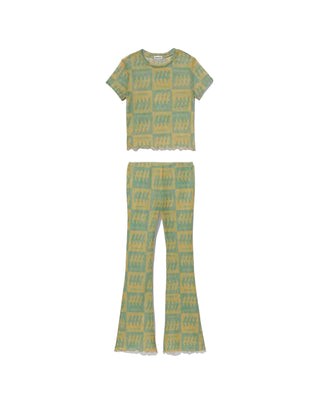 Inamorata Teal Checkered Mesh Set