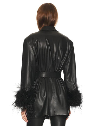 Galia Faux Fur Leather Oversized Blazer