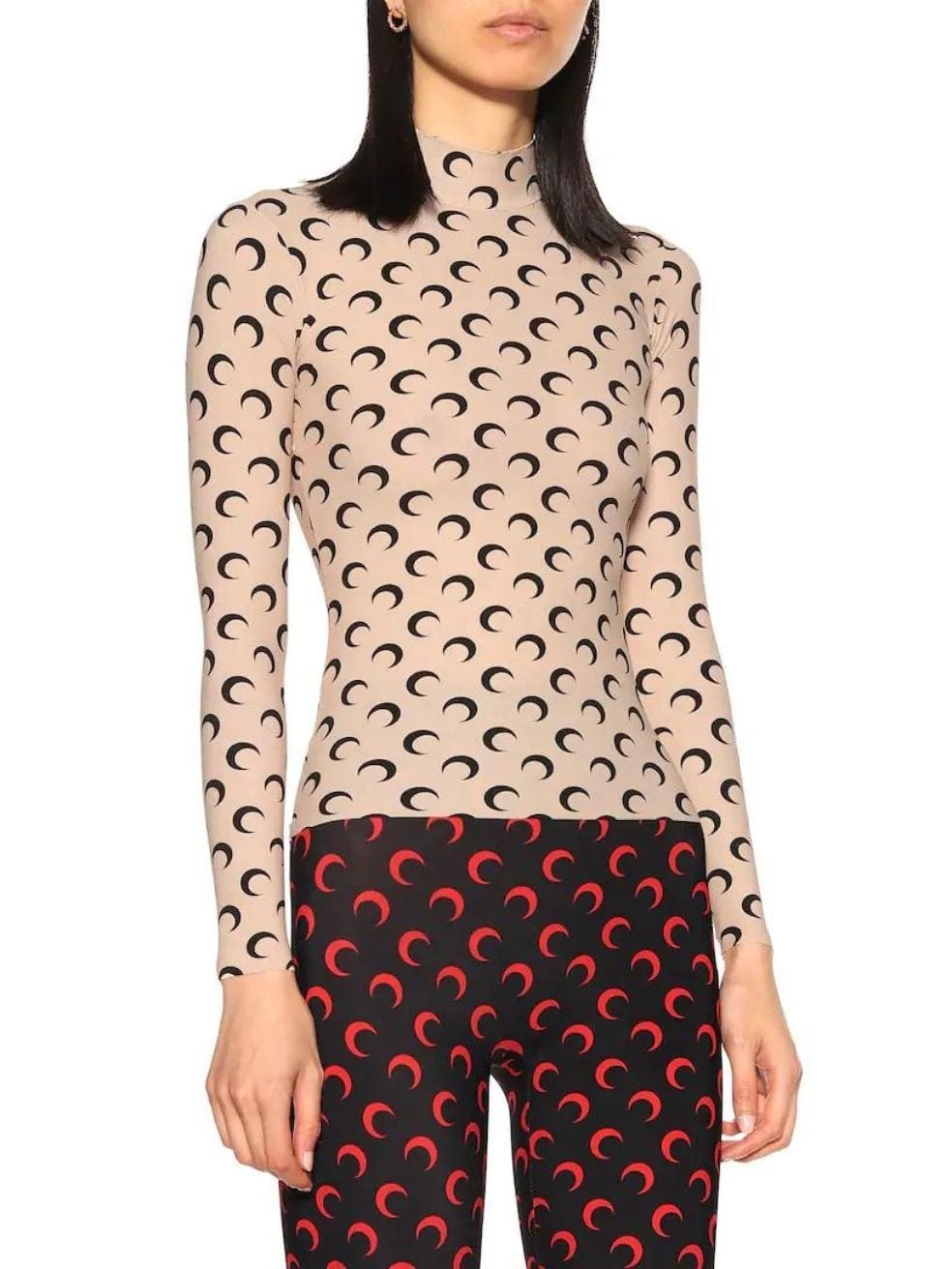 Moon Print Turtleneck Top