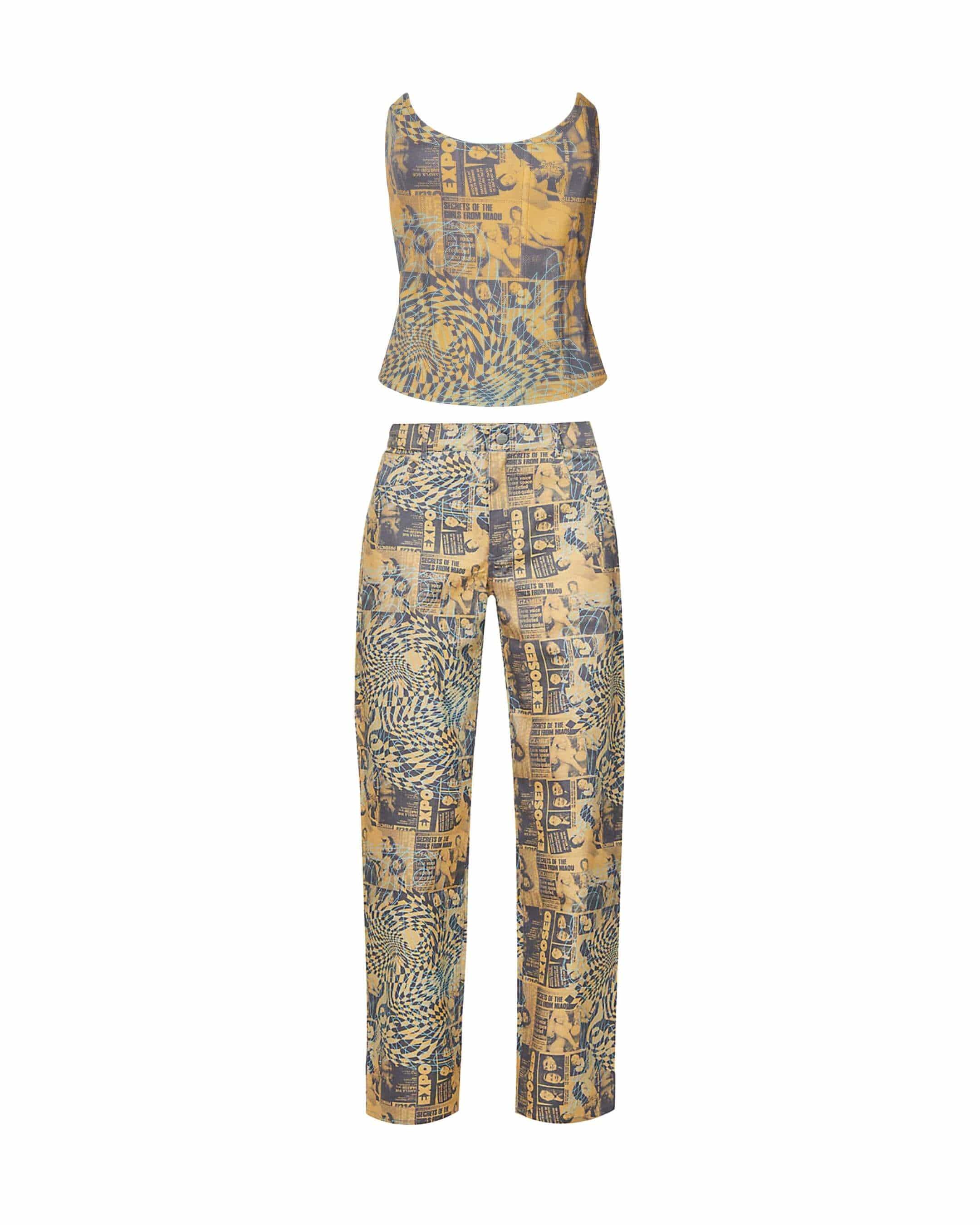 Leia Corset & Pants in Wanted Print