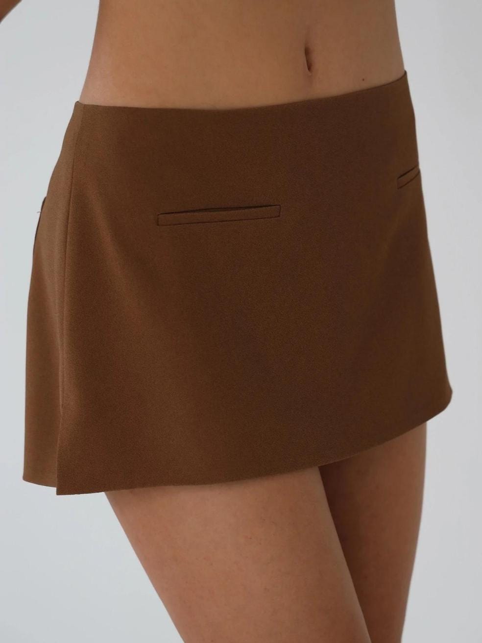 Mid Rise Mini Skirt in Toffee