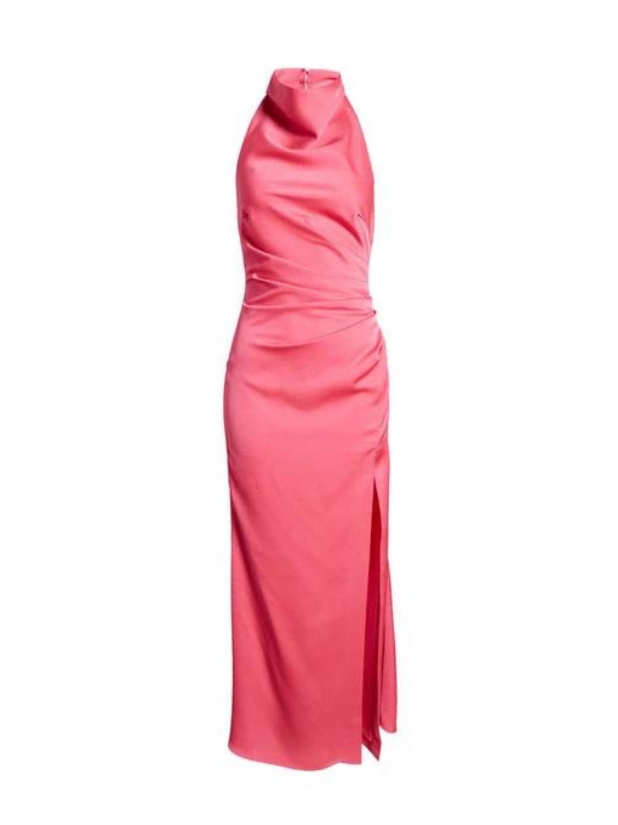 Clover Cowl Neck Gown in Hot Pink