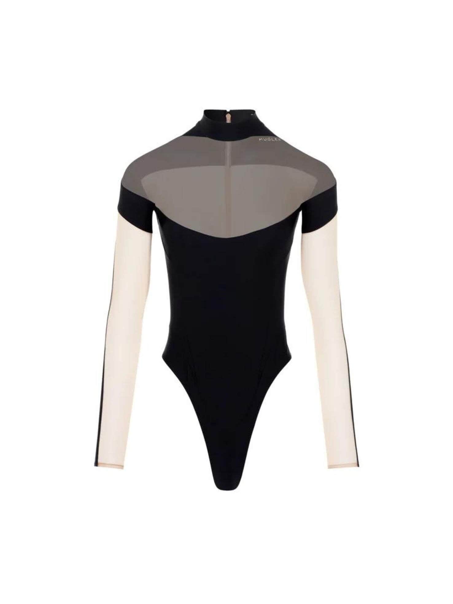 Logo Plaque Sheer Panel Bodysuit