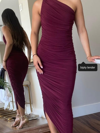 Norma Kamali burgundy dress