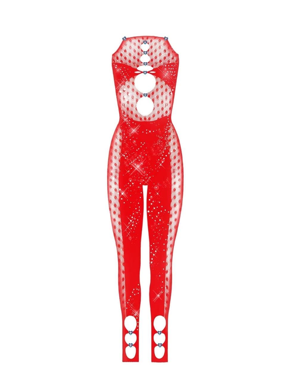 Janice Jumpsuit with Rhinestones in Red – Bipty
