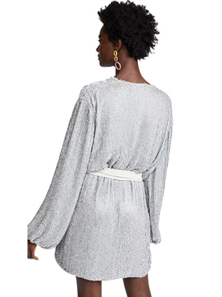 Silver Sequin Robe Dress