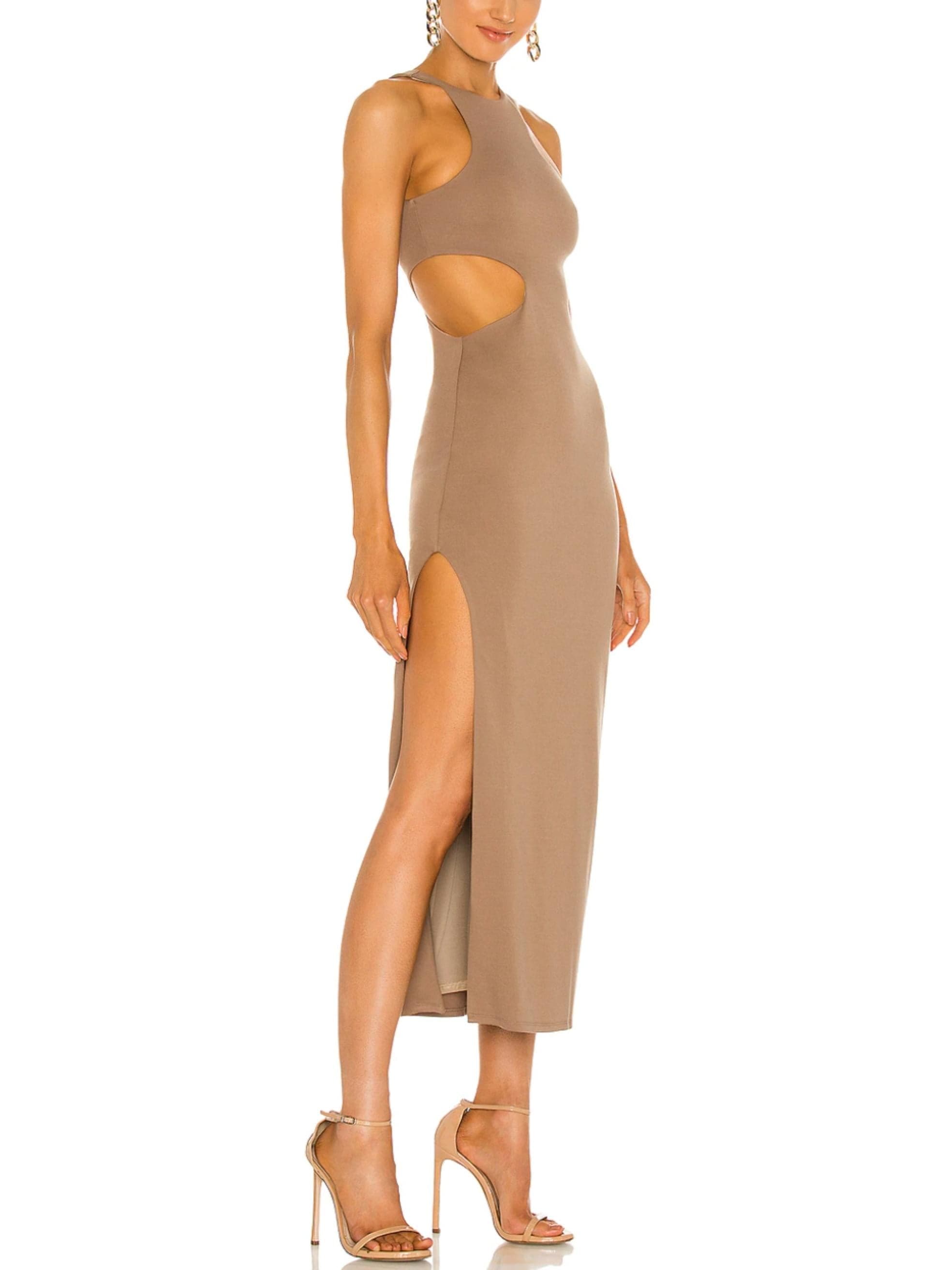 Rylan Midi Dress in Taupe