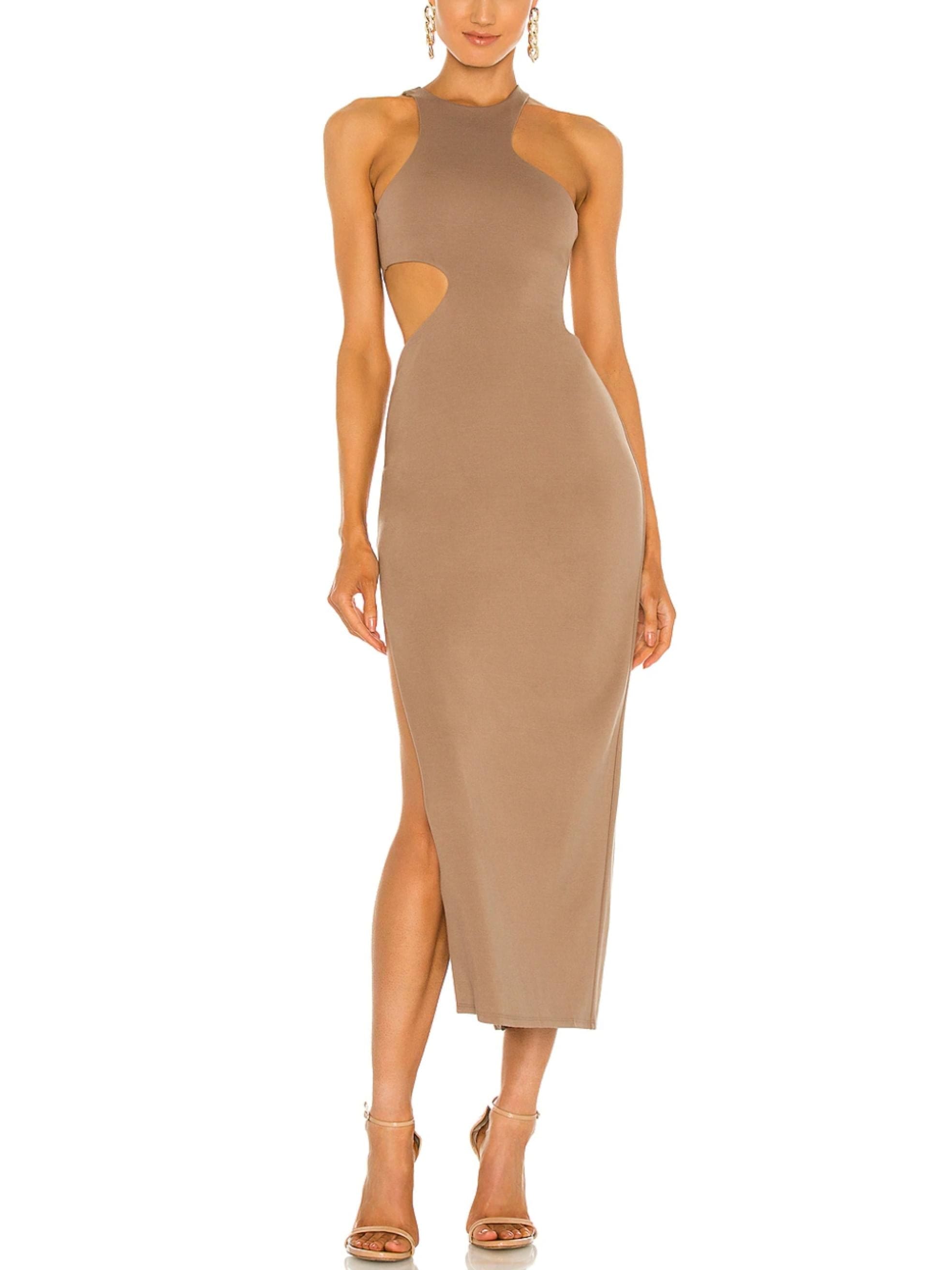 Rylan Midi Dress in Taupe