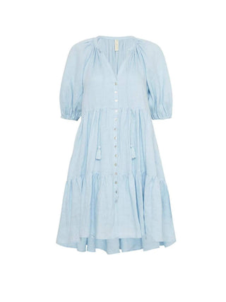Spell Blue Linen Mini Dress