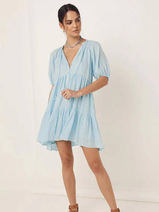 Spell Blue Linen Mini Dress