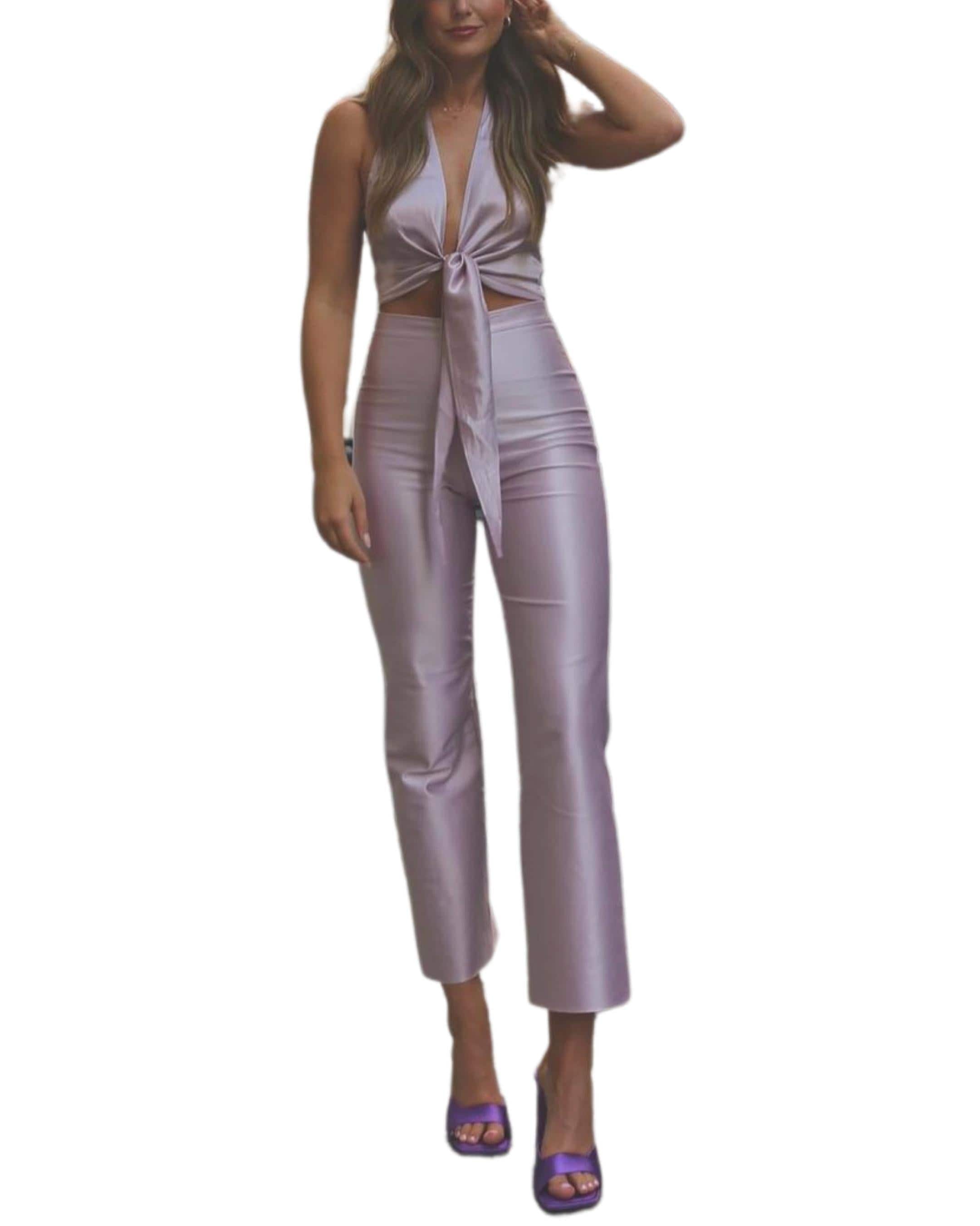 Donna Halter Top and Pant in Lilac