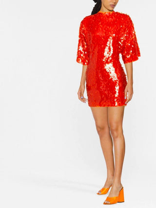 Jasy Sequined Mini Dress in Red