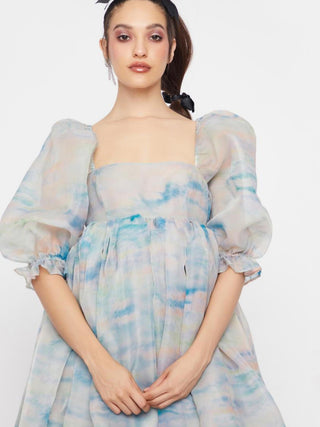 Renoir Sky French Puff Dress