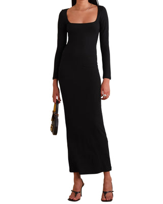 Soft Lounge Long Sleeve Dress in Onyx