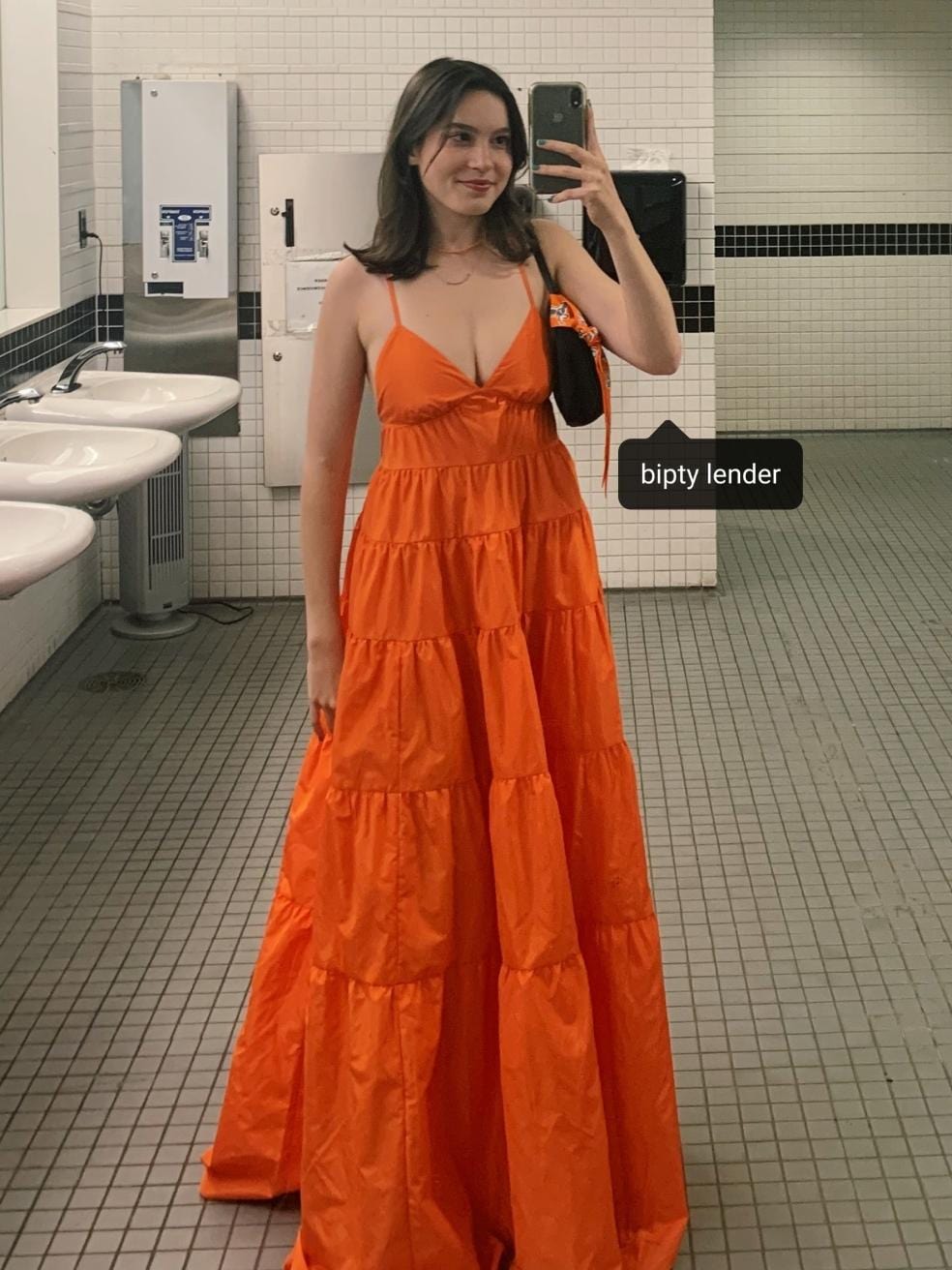 Ripley tiered taffeta maxi dress in Orange